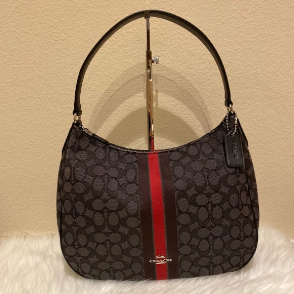 Coach Signature Jacquard Stripe Hobo